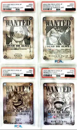 PSA 10 OP09 Wanted Card Complete set One Piece Card Emperors In The New World - Image 1