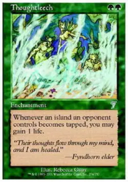 Heavy Play, English MTG Regular Thoughtleech 7th Edition Magic the Gathering - Image 1