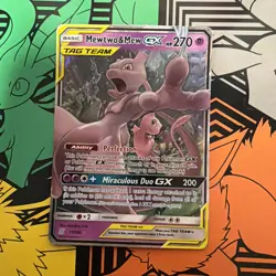 Pokemon TCG Mewtwo & Mew GX Holo Card 71/236 Unified Minds Tag Team - Image 1