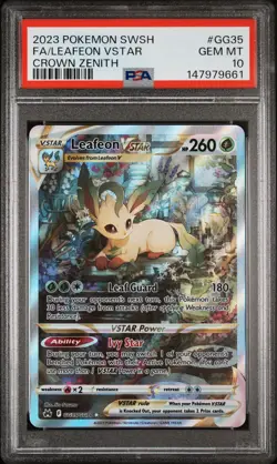 Leafeon VSTAR GG35/GG70 Crown Zenith Galarian Gallery Pokemon English PSA 10 - Image 1