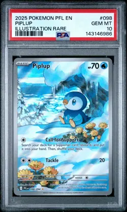 Pokemon TCG Piplup 098/094 Phantasmal Flames Illustration Rare PSA 10 - Image 1