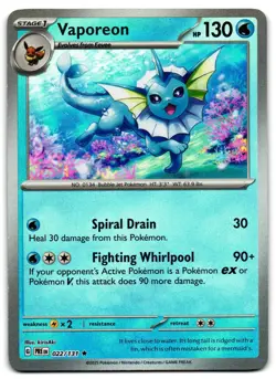 Vaporeon 022/131 - 🌊Prismatic Evolutions Pokemon POKE BALL Reverse Holo🖤 - LP - Image 1