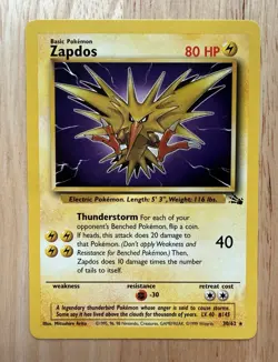 Zapdos 30/62 - Fossil Set - Rare - WotC Pokemon TCG - 1999 - Image 1