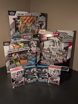 Pokemon Tcg Black Bolt And White Flare Lot 4 Booster Bundles Binder Collection - Image 1