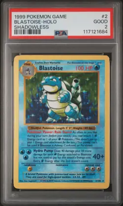 1999 POKEMON GAME BLASTOISE HOLO SHADOWLESS #2 PSA 2 - Image 1