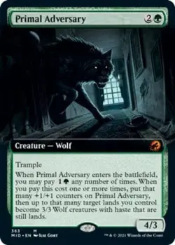 1 x Primal Adversary - Extended Art - Innistrad: Midnight Hunt - NM-Mint - MTG - Image 1