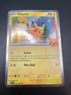 Pokemon - Pikachu 018/091 - Trick or Trade 2024 Cosmos Holo Rare Card - Image 1