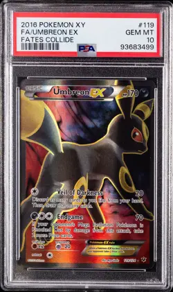 2016 POKEMON XY FATES COLLIDE #119 FULL ART/UMBREON EX PSA 10 - Image 1