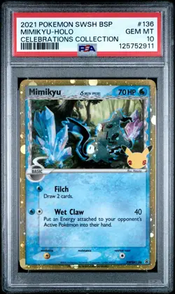 2021 POKEMON SWSH BLACK STAR PROMO CELEBRATIONS COLLECTION MIMIKYU-HOLO PSA 10 - Image 1