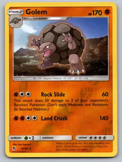 Golem 35/68 Rare Hidden Fates Pokemon Reverse Holo Near Mint - Image 1