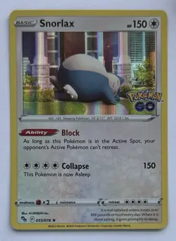 Snorlax 055/078 Holo Rare Pokemon GO Pokemon Holo Near Mint - Image 1