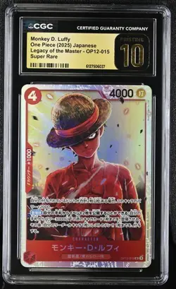 2025 ONE PIECE JAPANESE OP12-015 LEGACY MASTER MONKEY D LUFFY CGC 10 PRISTINE - Image 1