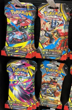 Pokemon Mega Evolution Sleeved Booster Pack Art Bundle Pokemon Set Of 4 - NEW - Image 1