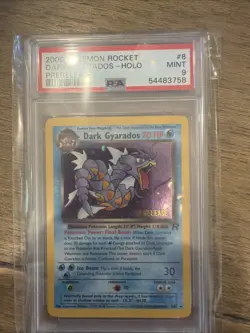 2000 Pokemon Team Rocket Dark Gyarados (Prerelease) 08/82 Wotc Promo Holo PSA 9 - Image 1