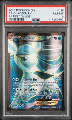 PSA 8 NM-MT 2016 POKEMON XY FATES COLLIDE #116 FULL ART Glaceon EX - Image 1