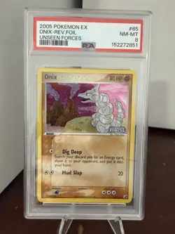 2005 POKEMON EX UNSEEN FORCES #65 ONIX-REVERSE FOIL PSA 8 - Image 1