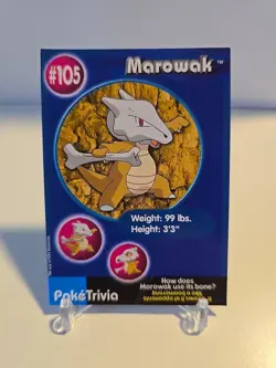 Pokemon Burger King PokeTrivia Non-perforated Marowak #105 (HP/DMG) - Image 1