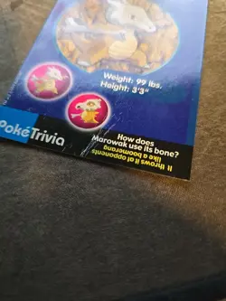 Pokemon Burger King PokeTrivia Non-perforated Marowak #105 (HP/DMG) - Image 5