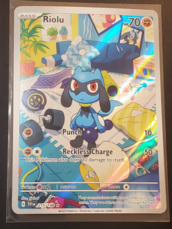 Riolu 215/198 Illustration Rare IR Scarlet & Violet Pokemon Card NM Print Line - Image 1