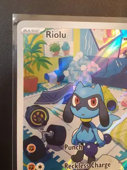 Riolu 215/198 Illustration Rare IR Scarlet & Violet Pokemon Card NM Print Line - Image 2