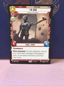 Star Wars Unlimited K-2SO Rare Character Ccg Card - Image 1