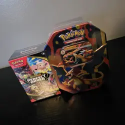 Pokemon Mega Charizard Y EX Tin - Ascended Heroes + Perfect Order Booster Bundle - Image 1