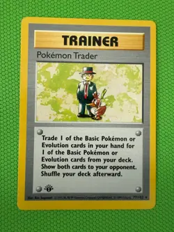 Pokemon Trader 77/102 Base Set 1st Edition Shadowless Trainer NM/M - Image 1