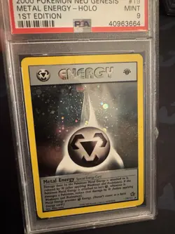 2000 POKEMON NEO GENESIS 1ST ED #19 METAL ENERGY-HOLO PSA 9 *small chip in slab* - Image 3
