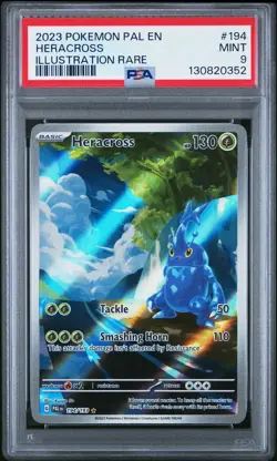 2023 POKEMON PAL EN-PALDEA EVOLVED ILLUSTRATION RARE #194 HERACROSS PSA 9 - Image 1