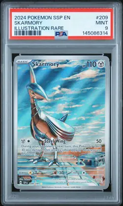 2024 Pokemon Ssp En-Surging Sparks #209 Skarmory Illustration Rare PSA 9 - Image 1
