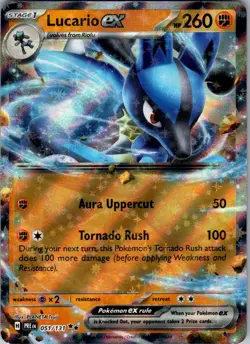 LUCARIO EX 051/131 HOLO DOUBLE RARE PRISMATIC EVOLUTIONS POKEMON NM/M - Image 1