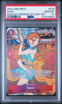 NAMI 2024 ONE PIECE ENGLISH VERSION 1ST ANNIVERSARY SET #016 PSA 10 - Image 1