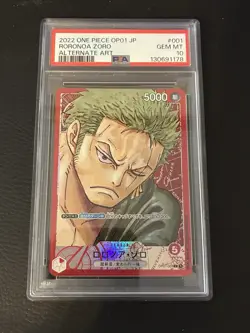 PSA 10 Roronoa Zoro OP01-001 L Alt Art Romance Dawn One Piece Card Japanese 2022 - Image 1