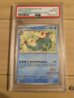 Pokemon Feraligatr 213 Scarlet & Violet Promo Illustration Contest 2024 PSA 10 - Image 3