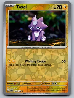 Toxel 069/182 Common Paradox Rift Pokemon Reverse Holo Yuka Morii Clay Art - Image 1