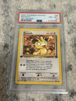 2000 Pokemon TCG Meowth 62/82 Team Rocket 1st Edition PSA 8.5 - Image 1