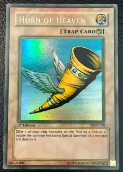 YUGIOH HORN OF HEAVEN ULTRA RARE 1ST EDITION INK ERROR MISPRINT FADED MRD-103 LP - Image 1