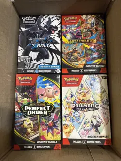 POKEMON TCG BOOSTER BUNDLE X4 LOT BLACK BOLT PRISMATIC Mega Evolution Perfect Or - Image 2