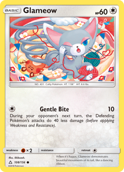 Glameow 108/156 Ultra Prism Common NM 2018 Reverse Holo - Image 2