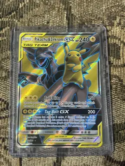 Pokemon Pikachu & Zekrom GX 240 HP Ultra Rare Full Art Holo 162/181 SM-Team Up - Image 1