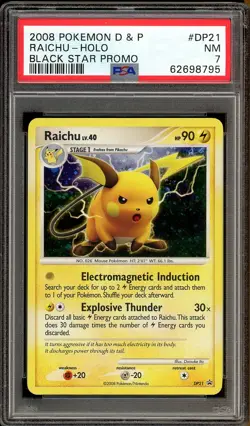 PSA 7 - 2008 Pokemon D&P Black Star Promo #DP21 Raichu-Holo - Image 1