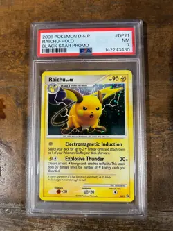 POKEMON 2008 Diamond Pearl Blask Star Promo RAICHU Holo #DP21 PSA 7 RARE - Image 1