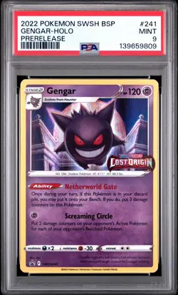 Gengar SWSH241 Lost Origin Prerelease Black Star Promo Pokemon, PSA 9 - Mint - Image 1