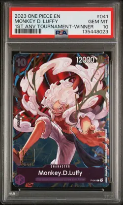 2023 ONE PIECE PROMOS 1ST ANV TOURNAMENT-WINNER #041 MONKEY D. LUFFY PSA 10 - Image 1