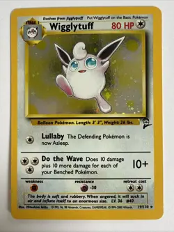 Wigglytuff Base Set 2 Holo Rare Card 19/130 Unlimited NM Swirl - Image 1