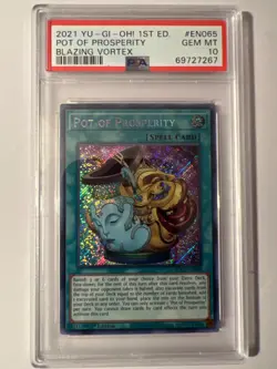 Yu-Gi-Oh! PSA 10 Pot of Prosperity BLVO-EN065 Blazing Vortex 1st Edition x1 - Image 1