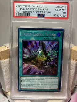 2023 Yugioh Psa 10 Triple Tactics Talent 1st Ed Secret Rare Ra01-En063 - Image 1