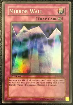 YUGIOH MIRROR WALL SUPER RARE 1ST EDITION PSV-016 NM - Image 1