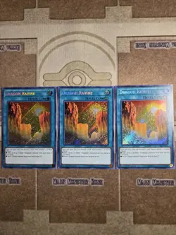 Yugioh! 3x Dragon Ravine LCKC-EN072 Secret Rare 1st Edition Near Mint Playset - Image 1