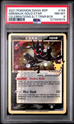 2021 POKEMON SWSH BLACK STAR PROMO #144 GRENINJA-GOLD STAR PSA 8 - Image 1